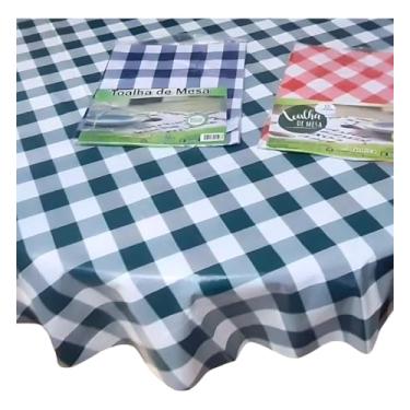 Imagem de Toalha De Mesa Plástica Redonda 1,35m Xadrez Térmico (Verde)