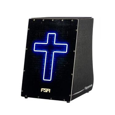 Imagem de Cajon FSA Instrumento de Percussão Profissional Feito à Mão - Graves Profundos, Som de Caixa Nítido, Madeira Brasileira, Design Ergonômico de InclinaçãoFG1518 CRUZ NEON