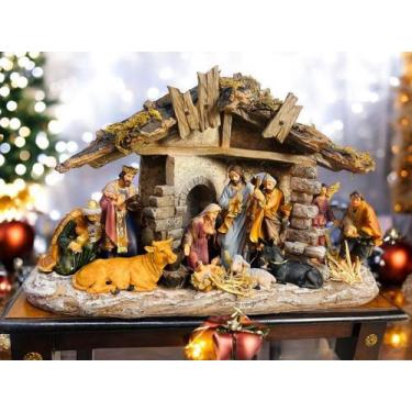 Imagem de Presépio Natalino com 11 Personagens  Peça Única em Resina 40cm - cont