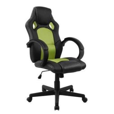 Imagem de Cadeira Presidente Gamer Pelegrin, Até 120KG, Couro Pu, Mecanismo Relax, Preta e Verde...