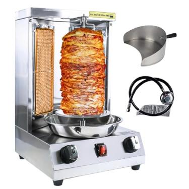 Imagem de KOOTEN Shawarma Máquina de giroscópio vertical de propano para frango, máquina Doner Kebab com 2 queimadores e panela de captura de carne