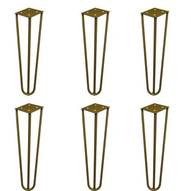 Imagem de Kit 6 Pés De Metal 25 Cm Hairpin Legs Rack E Puffs Dourado