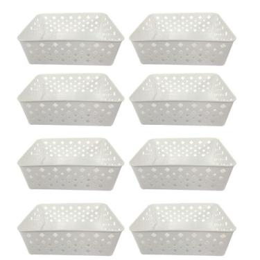 Imagem de Kit 8 Cesto Multiuso Organizador Premium Branco123Organizei - 123 Orga