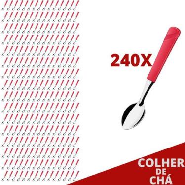 Imagem de Jogo 240 Colheres de Chá Vermelho Luna Plástico e Inox - Taumer, Luna