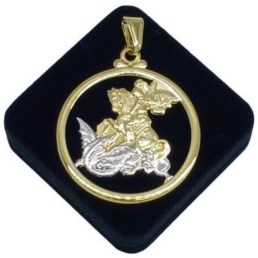 Imagem de Pingente Medalha São Jorge Banho De Ouro 18k 4732 - Très Chic Joias