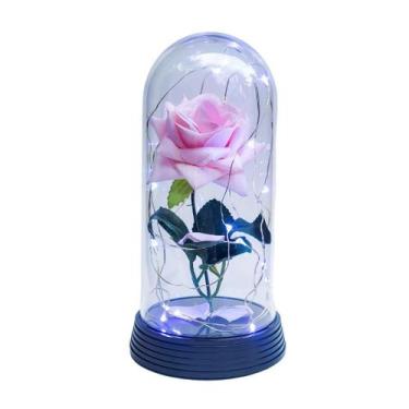 Imagem de Luminária A Rosa Encantada Salmão 20 Cm Base Preta Frio - Amor Lindo
