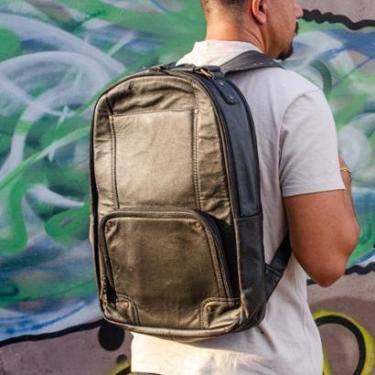 Imagem de Mochila Executiva Masculina Couro Legítimo Slim Notebook-Masculino