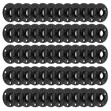 Imagem de Home TZH Flange de piso preto antiferrugem de 1/5.1 cm, acessórios para tubos de ferro maleável para estilo vintage industrial, flanges com furo rosqueado para projeto faça você mesmo/móveis/decoração