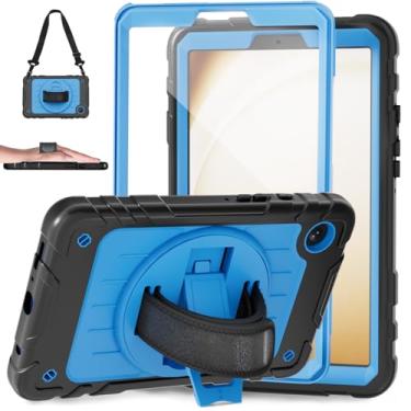 Imagem de Stweap Capa para Samsung Galaxy Tab A9 de 8,7 polegadas 2023, com alça de mão giratória 360 e alça de ombro, capa protetora para tablet Galaxy Tab A9 22.1 cm SM-X110/X115/X117 (preto + azul celeste)