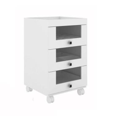 Imagem de Carrinho Maquiagem PE2013 03 Gavetas Branco - Tecno Mobili