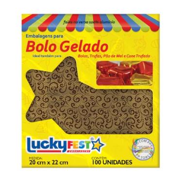 Imagem de 200 Uni Embalagem Para Bolo Gelado Trufas Pão de Mel Cones LuckyFest (Pink) (Renda Marrom)