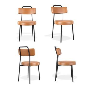 Imagem de Conjuto 4 Cadeiras Ster Fixa Courino Whisky - Vallisa Decor
