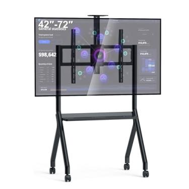 Imagem de JYXOIHUB Suporte de quadro inteligente para quadro branco interativo de 111,8 cm a 190,5 cm, suporte portátil móvel ajustável em altura com quatro rodas bloqueáveis para sala de aula, escritório