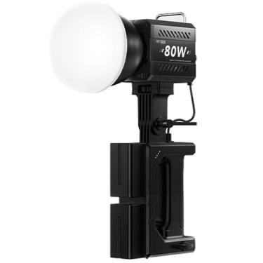 Imagem de Vastarry Luz de fotografia COB portátil de 80 W, luz de preenchimento de alta potência para transmissão ao vivo e gravação de vídeo, iluminação forte portátil com ajuste de brilho de 0-100%, fonte de