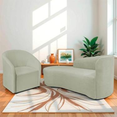 Imagem de Kit Sofá Curvo França 160cm L.E e Poltrona Luiza Max Conforto, Elegânc