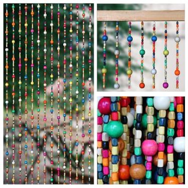 Imagem de Atsweetlife Cortinas com contas de bambu para portas, contas, cortinas, cordões, cortinas de madeira para portas, armário, divisória de madeira, decoração de casa (arco-íris, 90 × 180 cm/35 × 71 pol.)