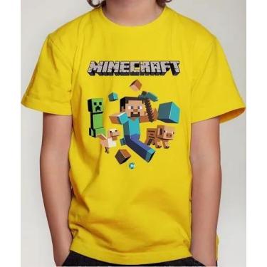 Imagem de Camiseta Camisa Juvenil Infantil Menina Menino Gamer Blocos Mine Roupa