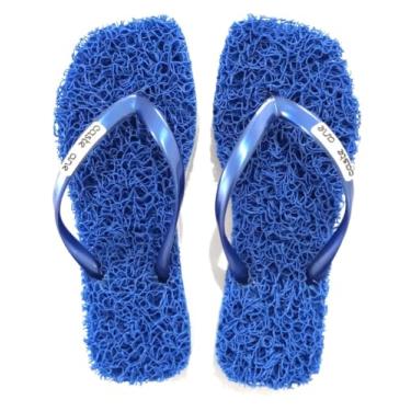 Imagem de Chinelo Casual Square Castellane indicado para quem sofre com Fascite Plantar, Esporão de Calcâneo, Neuroma de Morton e Hiporidrose Plantar, Massageador para seus pés ele é Leve, Durável e elegante, além da Sensação de estar pisando em um Tapete, conforto a cada passo. (Azul Royal, 35/36, BR, Adulto