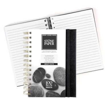 Imagem de ArtSkills Caderno de papel de pedra forrado, caderno de papel de pedra espiral, diário à prova d'água, caderno de desenho estético, páginas forradas para escola, trabalho, desenho, esboço, 12 x 18 cm