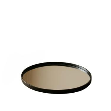 Imagem de Bandeja Espelhada Decorativa Multiuso Banheiro Lavabo Sala Preto Dourado(REDONDO PRETO,3)