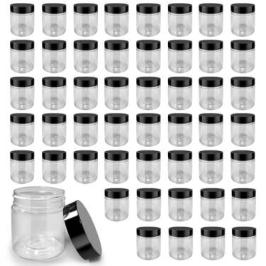 Imagem de Pacote com 50 frascos de plástico transparente de 118 ml com tampas – recipientes pequenos/mini para geleca, pomadas, cremes, amostras, sombra, armazenamento de viagem, maquiagem, loção e manteiga