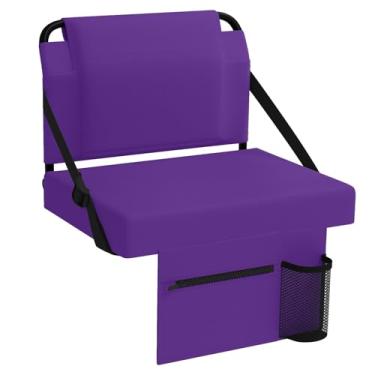 Imagem de janiry Assento de estádio para arquibancadas com suporte para as costas, cadeiras portáteis com encosto e almofada, roxo