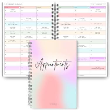 Imagem de Agenda de compromissos 2025 | Agenda semanal sem data tamanho A5 com horários horários | Papel premium de 120 g/m², capa de toque suave, design colorido, semana para visualização das 7h às 21h