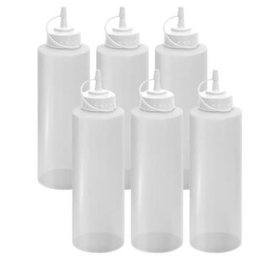 Imagem de Kit 6 Bisnagas Grande Flexível 1 Litro Molhos Katchup Mostarda Maiones