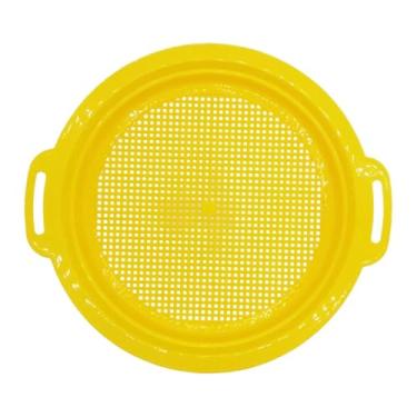 Imagem de Dynwave Peneira de areia, brinquedo de praia, jogo portátil, alça, peneira de areia de verão, de praia para parque, viagem, quintal, jardim, Amarelo