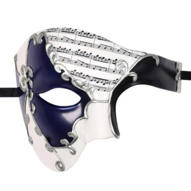 Imagem de Oidea Máscara de baile de máscaras para homens: fantasia vintage fantasma da ópera fantasia de Halloween baile veneziano carnaval meia face máscaras de festa preto azul