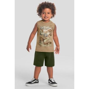 Imagem de Conjunto infantil menino dino metalizado Brandili, Marrom, 10