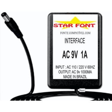 Imagem de Fonte AC 9V 1A para Controladora MIDI, Teclado e Interface de Áudio M-
