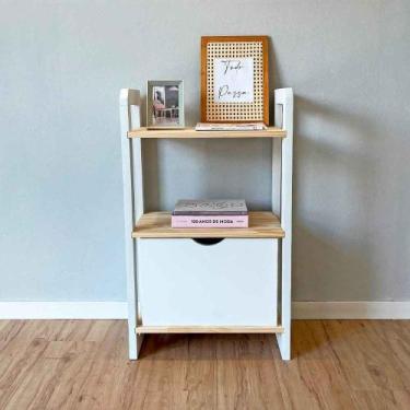 Imagem de Aparador de Madeira Pinus Linea de 3 Prateleiras Slim com 1 Gaveta Nat