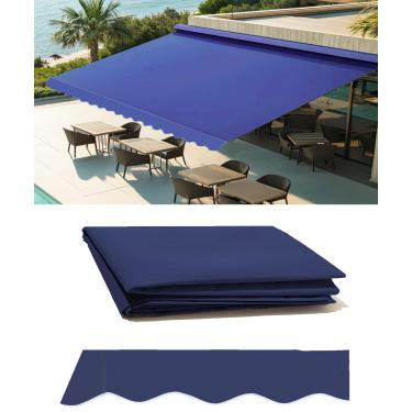 Imagem de WJCWHH Toldo Retrátil De Pátio 12' X 10', Tecido Reposição, Cobertura Protetora Externa Durável, Reforçada, À Prova D'Água E Multiuso, Azul