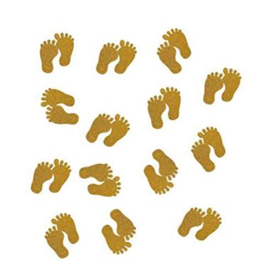 Imagem de Baby Shower Table Confetti Double -Side Glitter Gold Baby Foot Paper Confetti, 100pcs
