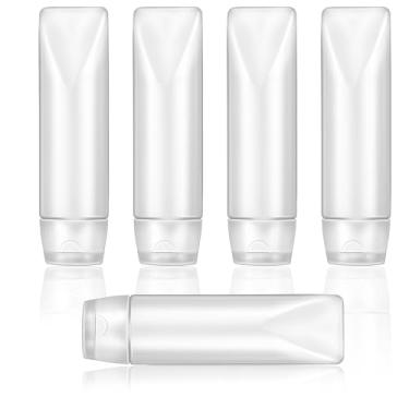 Imagem de Piriuuo 5 tubos de pasta de dente recarregáveis de 50 ml, garrafa de viagem vazia pequena garrafa de apertar reutilizável mini frascos de loção recipientes de maquiagem, dispensadores de viagem