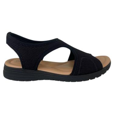 Imagem de Comfortflex Sandália Feminina Salto Baixo Conforto 51302 Tiras Largas Casual Dia a Dia (Preto, BR, Adulto, Numérico, 34)