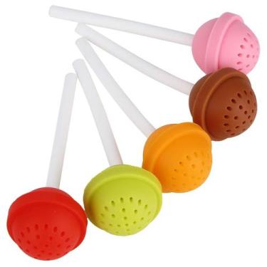 Imagem de Infusor de chá HERCHR em forma de pirulito de silicone, 5 peças de fol