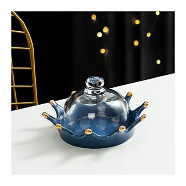 Imagem de Suporte de bolo de vidro com tampa, suporte de exibição de bolo pequeno, coroa de bolo, bandeja de sobremesa para casamentos, festas de aniversário, banquetes, suporte de cupcake (branco médio) (verde