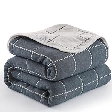 Imagem de Cobertor de toalha, gaze, padrão floral, padrão xadrez, único, cobertor de toalha grande, tecido de 6 camadas, cobertor quente, 100% algodão, cobertor de gaze para sesta, 90 x 100, cobertor de viagem