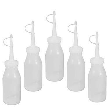 Imagem de Almotolia Plástica Transparente, 60ml, com Bico Dosador, Material Resistente, Design Ergonômico, para Uso Laboratorial e Médico, Sistema de Dispensação Precisa (5uni)