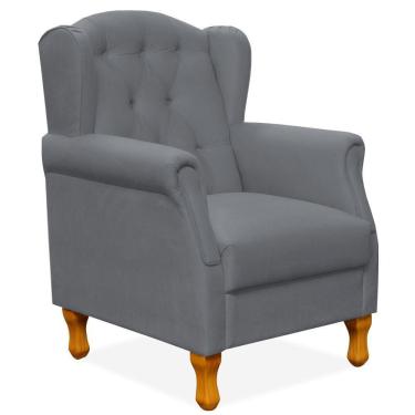 Imagem de Poltrona Decorativa Para Sala de Estar Yara P02 Corino Cinza - Lyam Decor