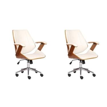 Imagem de Kit 2 Cadeiras para Escritório Presidente Bergen Baixa 3331 Branco