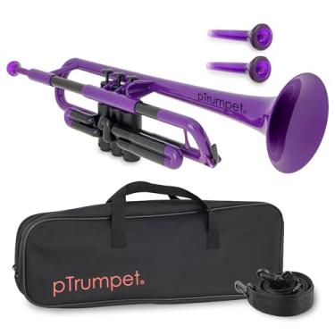 Imagem de PINSTRUMENTS Trompete de plástico | Bocal 3c e bocal 5c com uma bolsa de transporte | Aderência ergonômica confortável | Som autêntico Bb para estudantes e iniciantes | Construção ABS durável | Roxo
