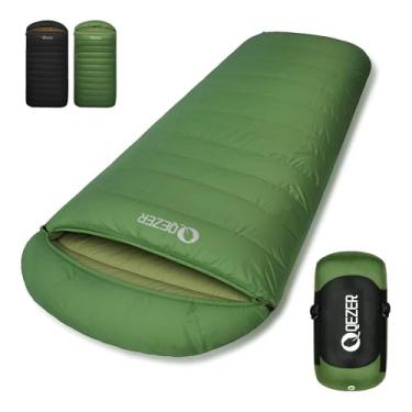 Imagem de QEZER Saco de dormir GG, adequado para mochila ultraleve de grandes dimensões, saco de dormir para adultos, ótimo para acampamento e caminhadas (enchimento de penas de 1300 g - preto)