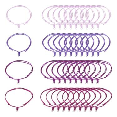 Imagem de Bestewelry 40 pulseiras de cordão de nylon trançado com tema roxo, pulseira ajustável da amizade com anéis de salto para pulso, faça você mesmo, acessório feminino para fazer joias