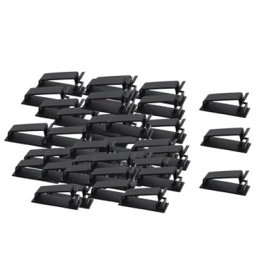 Imagem de MotiveTech 50 peças de clipes de cabo autoadesivos para gerenciamento de cabos, clipes de gerenciamento de cabos, suportes de parede para fios elétricos, Preto