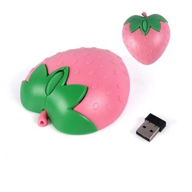 Imagem de Lindo mouse sem fio, desenho animado em forma de tartaruga 2,4 GHz, mouse silencioso sem fio com receptor USB, mouse infantil para jogos, notebook, PC, desktop, presente (rosa morango)