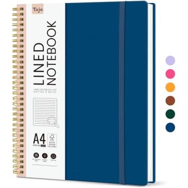 Imagem de Taja Caderno forrado em espiral, cadernos de 21,6 cm x 28 cm para trabalho, diário A4 grande para mulheres e homens, caderno de diário pautado na faculdade para escrever, capa de plástico, diário em
