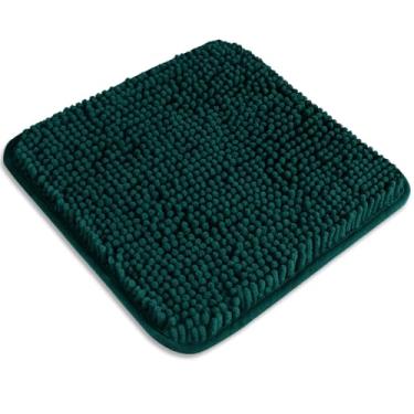 Imagem de PureSwan Tapete de banheiro pequeno 30,5 x 30,5 cm – Tapete de banho lavável e absorvente, antiderrapante, tapetes de banho de chenille macios grossos para banheiro, chuveiro, pia (azul-petróleo)